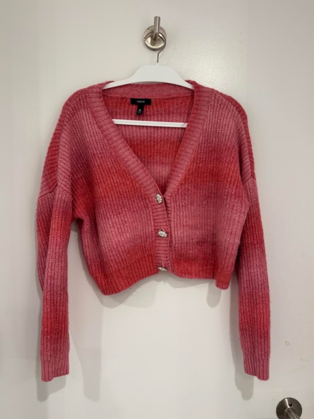 Aqua Pink Cropped Cardigan